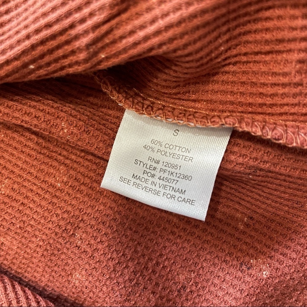 Pink Rose Waffle Knit Rust Orange Floral Prints Crop Top - Picture 6 of 6